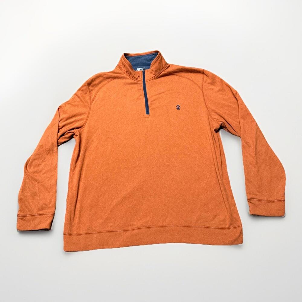 Izod‎ Saltwater Sweater Mens XL Rust Quarter Zip Long Sleeve Pullover